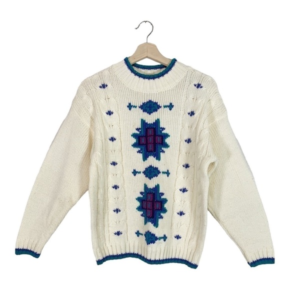 Vintage Gina Peters Knit Crew Neck Sweater Size Medium - Picture 1 of 11